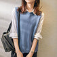 Spring and Autumn Sleeveless Knitted Vest Loose Round Neck Sweater Vest Fashion All-match Women's Waistcoat