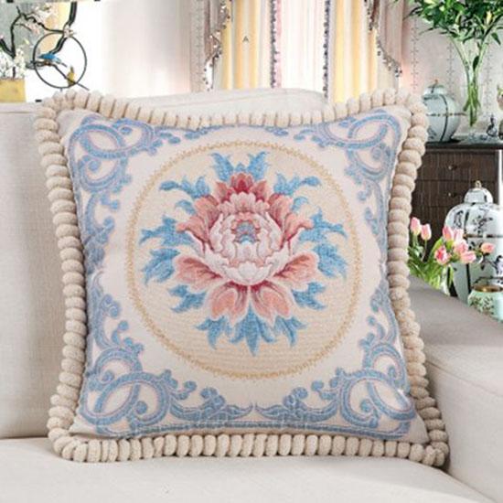 Washable Cushion Covers  European-style Printed Sofa Pillowcase Cover for  Living Room Car Pillow Cushion Lumbar Support Cover Removable