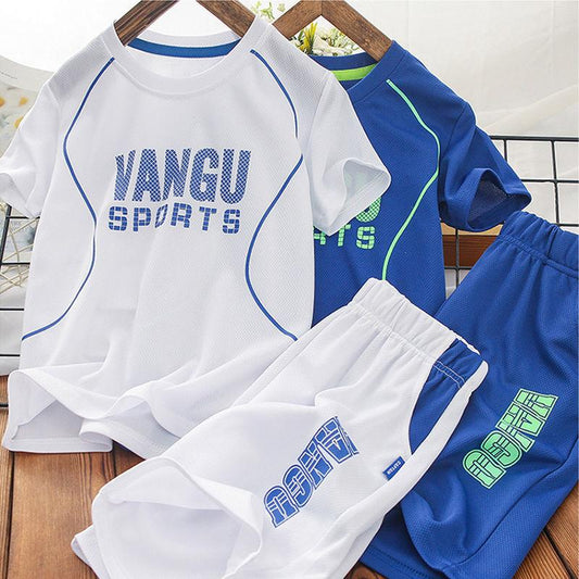 Children Clothing Set Boys and Girls Short-sleeved Shorts Suit Summer Thin Printing Letter Children Quick-drying Sports Two-piece Suit