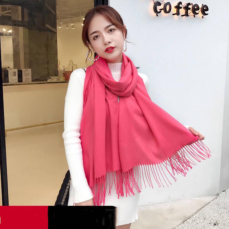 Women Cashmere Scarves with Tassel Soft Solid Color Warm Long Wraps Scarf Casual Lady Winter Shawl