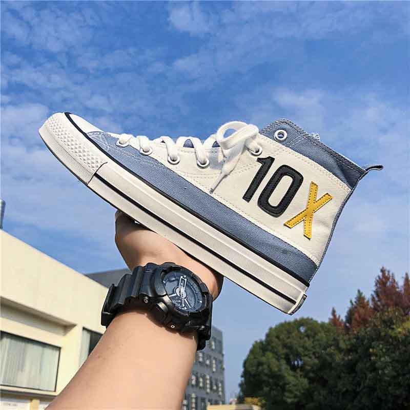 35-44 Men High-top Canvas Shoes Women Flat Shoes Couples Non-slip Deodorant Breathable Skate Shoes