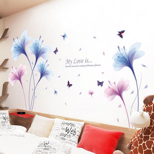 Dream Orchid Bedroom Living Room TV Background Wall Sticker Environmental Mural Removable Paper