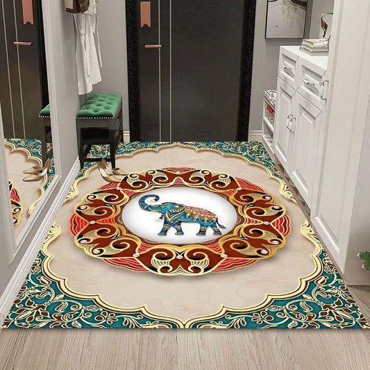 80*100cm Printed Carpet Entrance Door Mat Porch Floor Mat Door Anti-slip Mat Bedroom Coffee Table Kitchen Mat Noble Style