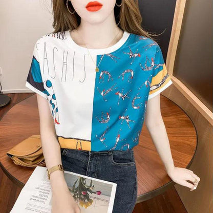 Women's Summer T-Shirt Loose Round Neck Short Sleeve Casual Top