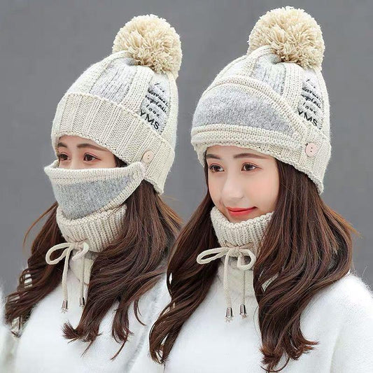 Woman hat Plush Cotton hat Trendy wild hat Windproof hat Winter Warm hat Thick hat Fashion