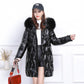 Winter Women's Thick Coat Mid-length Down Down Padded Jacket Over The Knee Shiny Fashion Korean Style Loose Large Fur Collar