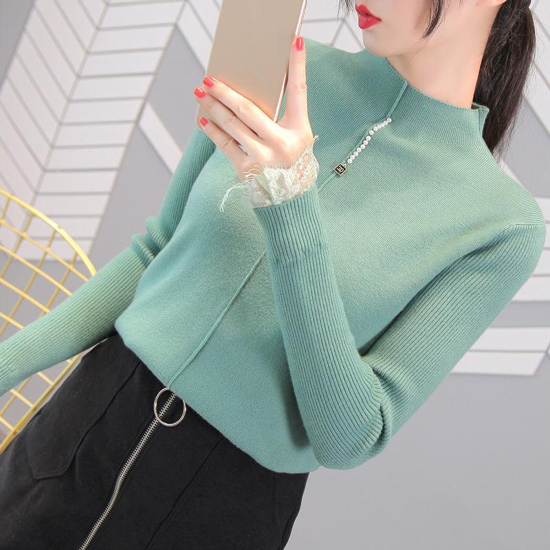 Autumn and Winter  Turtleneck  Top All-match Long-sleeved Knitted Bottoming Shirt Loose and Simple Women's Sweater