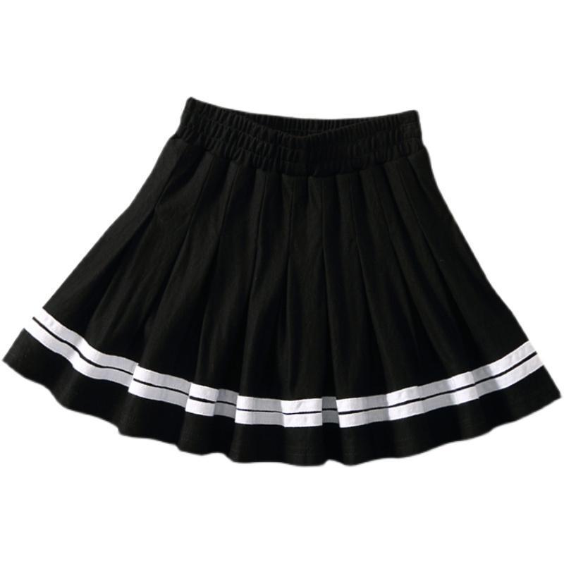 Girls' Pleated Skirt Korean High Waist Skirt Spring Summer School Skirt Children's Striped Performance Skirt