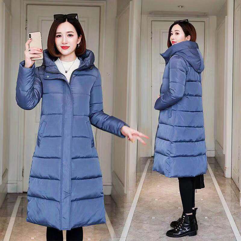 Women's Mid-length Down Jacket Winter Korean Loose Cotton Clothes Casual Hooded Padded Jacket Quilted Jacket