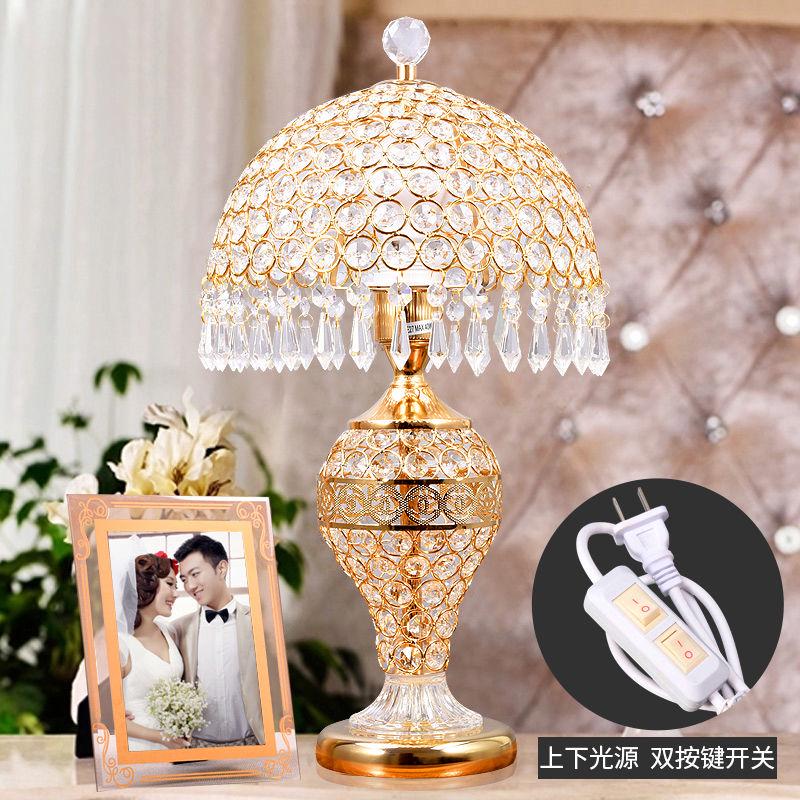 Luxury Resin Table Lamp Living Room Button Switch Bedroom Bedside Table Lights Fabric Lighting