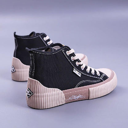 Ladies High-top Canvas Shoes Spring and Summer Korean Student Retro Style Sneakers All-match Casual Sports Shoes