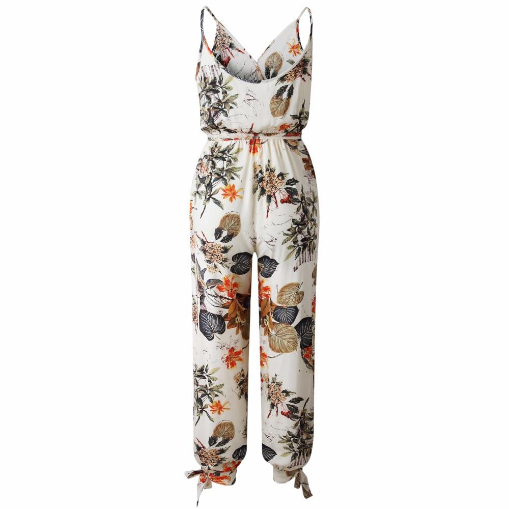 2019 V-Neck Sexy Bodysuits Women Floral Print Playsuit Overalls Spring Summer Jumpsuit