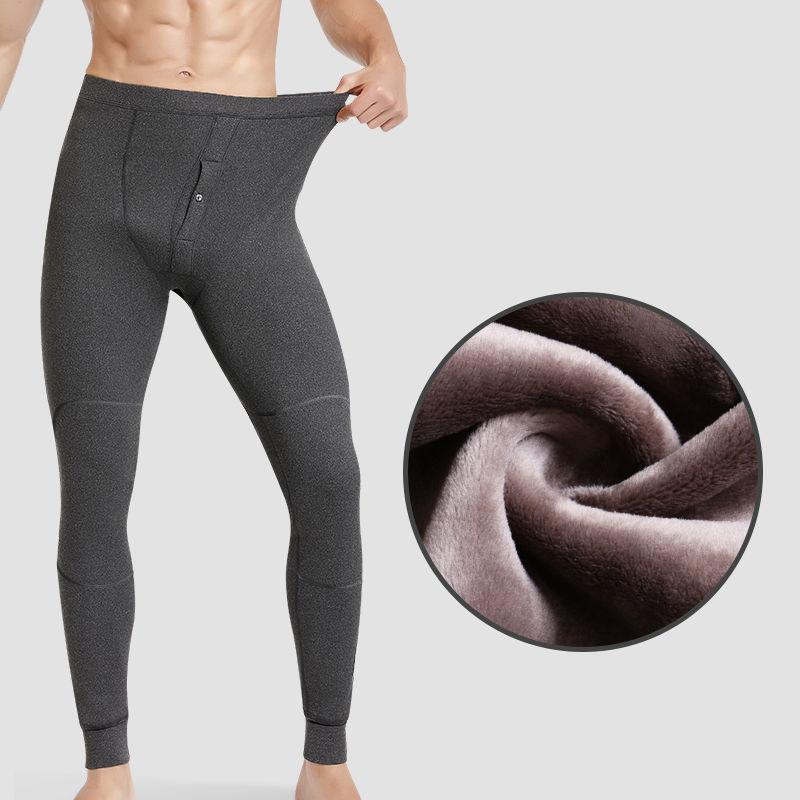 Men Winter Autumn Plus Velvet Thicken Thermal Underwear Tight Pants High Elasticity Wearable Comfortable Versatile Soft Lining Male Clothes Breathable