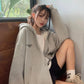 Female Autumn Hooded Cardigan Sweater Student Mid-length Top Coat Ins Girl's Loose Jacket Zipper Coat Long-sleeved Hooded Sweater Women Cardigans