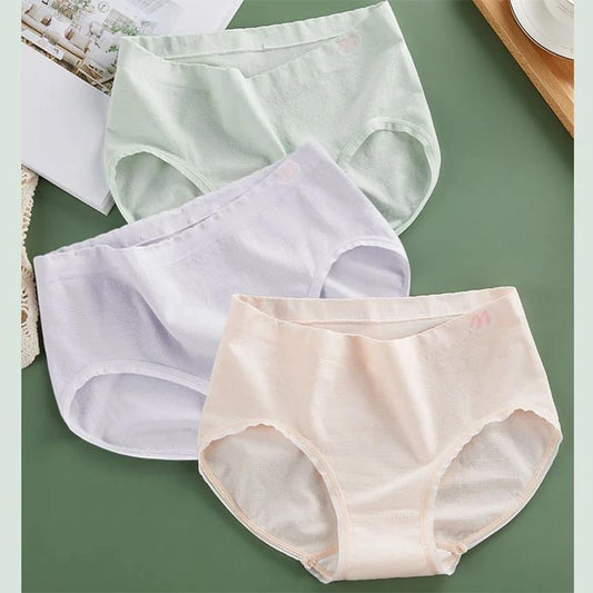 3 Packs Lactic Acid Antibacterial Cotton Crotch Panties Women's Mid-waist Seamless Shaping Hip-lifting Girl Student Briefs Soft Breathable Underwear