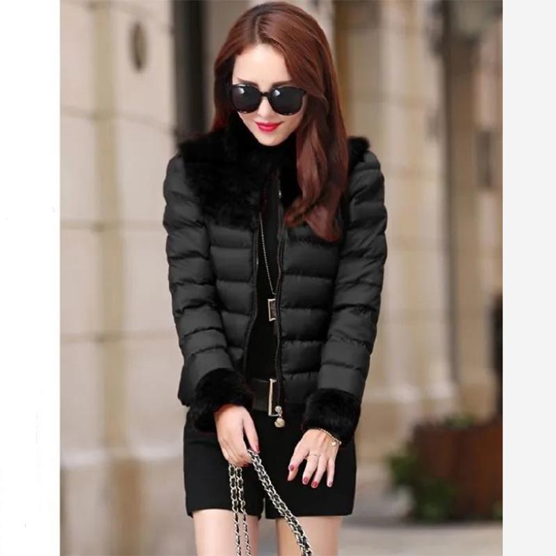 Women's Rabbit Fur Down Padded Jacket Short Cotton Down Jacket Winter All-match Warm Jacket Small Padded Jacket Women