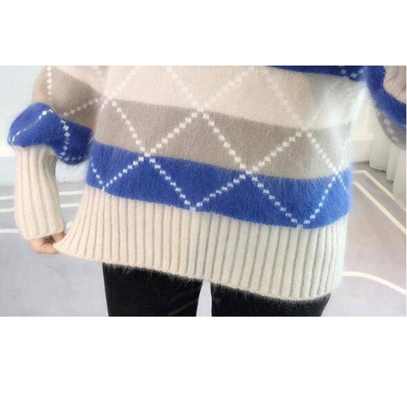 Women's Sweater Long Sleeve Large Size Sweater Crew Neck Sweater Cashmere Warm Sweater Winter