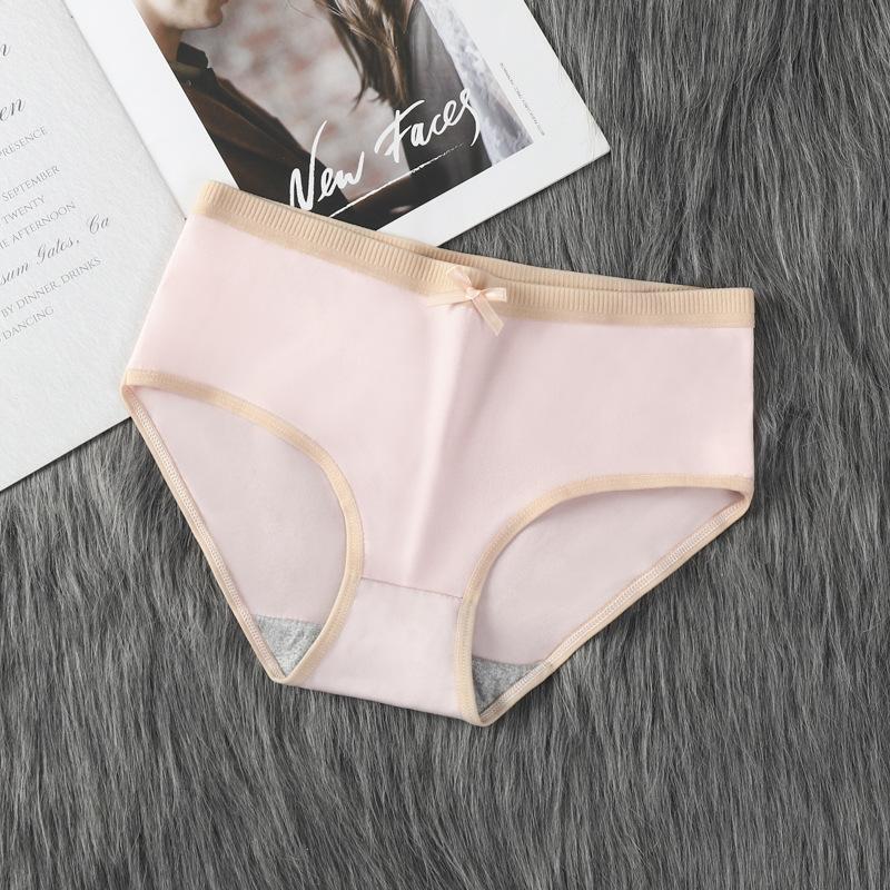 4Pcs/Set Women's Seamless Cotton Panties Solid Color Large Size Mid Waist Causal Soft Briefs