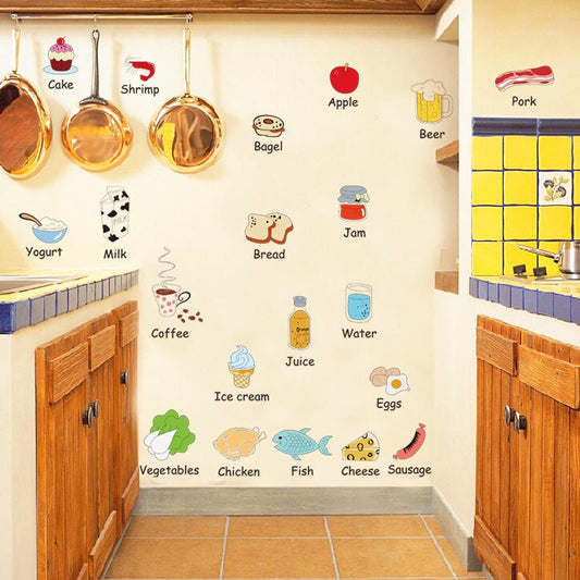 Home food wall stickers refrigerator table  decorative wall sticker warm cartoon wallpaper