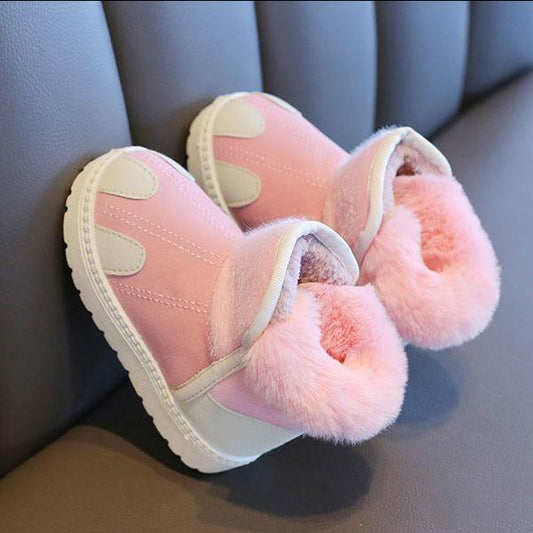 Children Cartoon Cotton Short Boots Kid's Winter Warm Cotton Shoes Waterproof Non Slip Flat Shoes