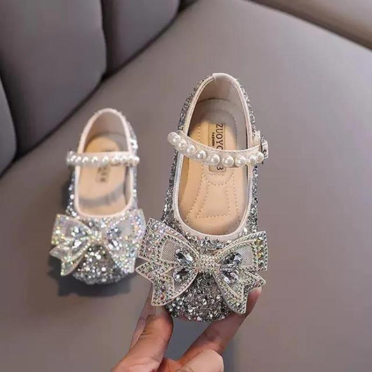 Girls' Leather Shoes Children's Shoes Spring Children's Shoes Korean Girl Princess Rhinestone Square Toe Shoes