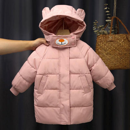 Children's Down Coat Mid-length Boys and Girls Padded Jacket Baby Korean Version Long Thick Super Cute Cute Winter Jacket