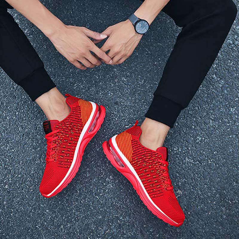 Men Sneakers Running Basketball Shoes Air Cushion Woven Mesh Breathable Deodorant Lightweight Shoes