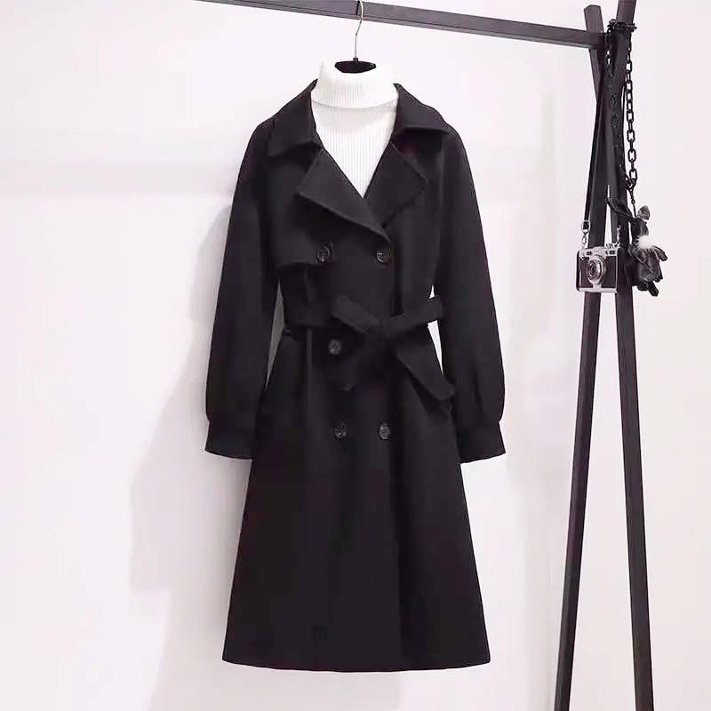 Coat Women's Mid-length Autumn and Winter Woolen Loose and Thin Over The Knee Popular Woolen Coat