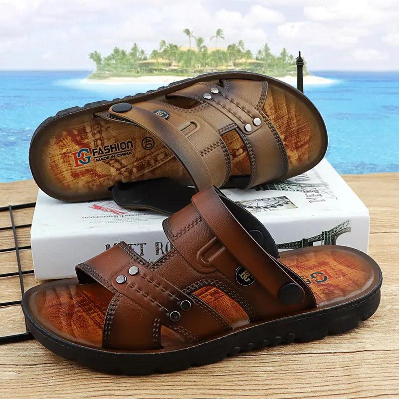 Summer Sandals Oil Spray Men's Sandals Go Out Beach Shoes Breathable Sandals Soft Bottom Slippers Dual-use Flip-flops Casual Waterproof Sandals