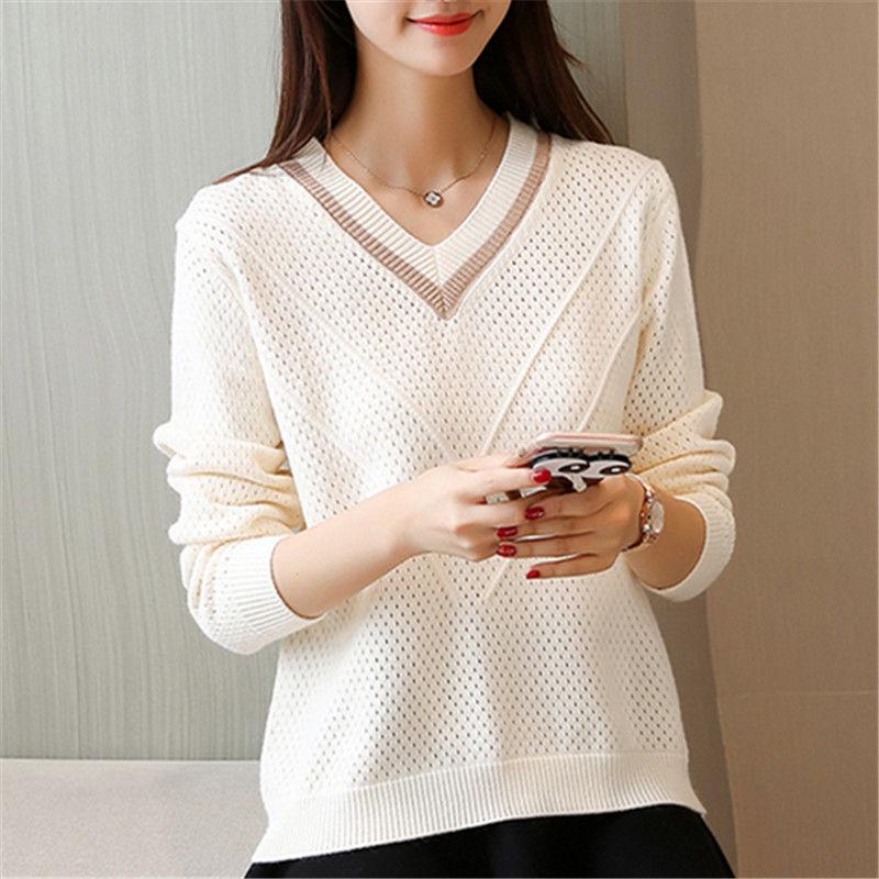 Long sleeve bottoming openwork shirt spring and autumn models ladies loose large size sweater