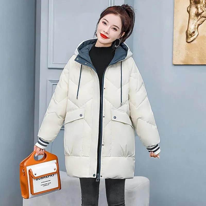 Down Padded Jacket Women's Mid-length Padded Coat Loose Large Size Padded Jacket Bread Suit Winter Coat Trend