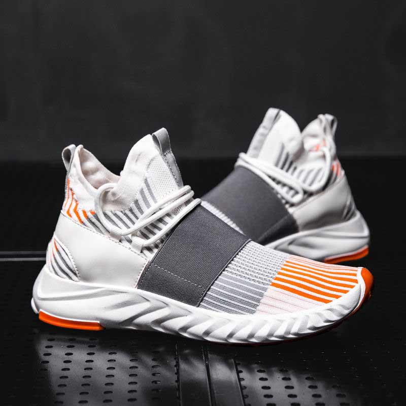 Plus Size 39-44 Men Flying Woven Mesh Running Shoes Lightweight Sneakers Breathable Outdoor Sports Shoes Comfortable Deodorant Running Gym Shoes