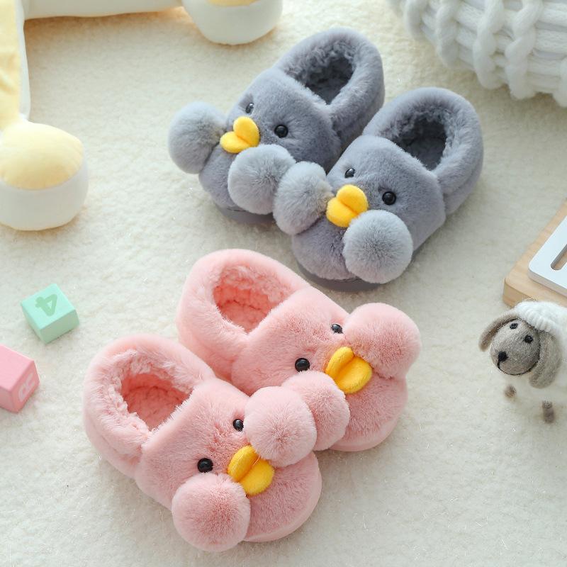 Winter Slippers for Girls Boys Winter Warm Shoes Cute Cartoon Duck Indoor Home Slippers House Bedroom Kids Baby Childrens Sliders Floor Shoes