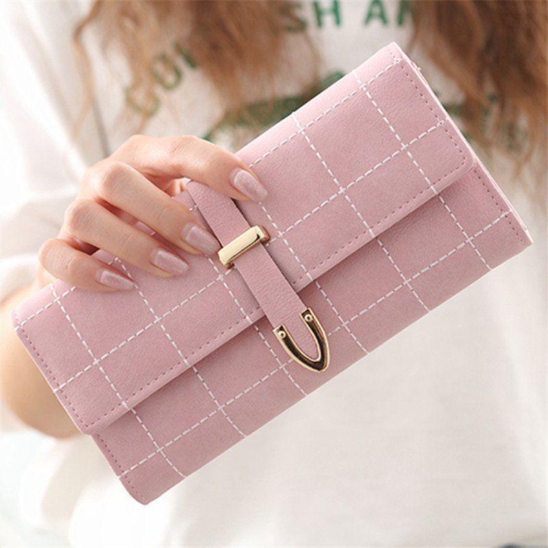 Luxury  Women Wallets Matte Leather Wallet Women Coin Purse Wallet Card Holder Wristlet Money Bag