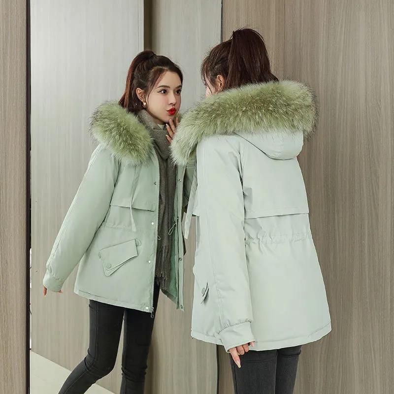 Autumn and Winter Large Cotton-padded Jacket Women's Hooded Pie Overcoming Down Jacket Women's Thickened Warmth Casual Waist Coat