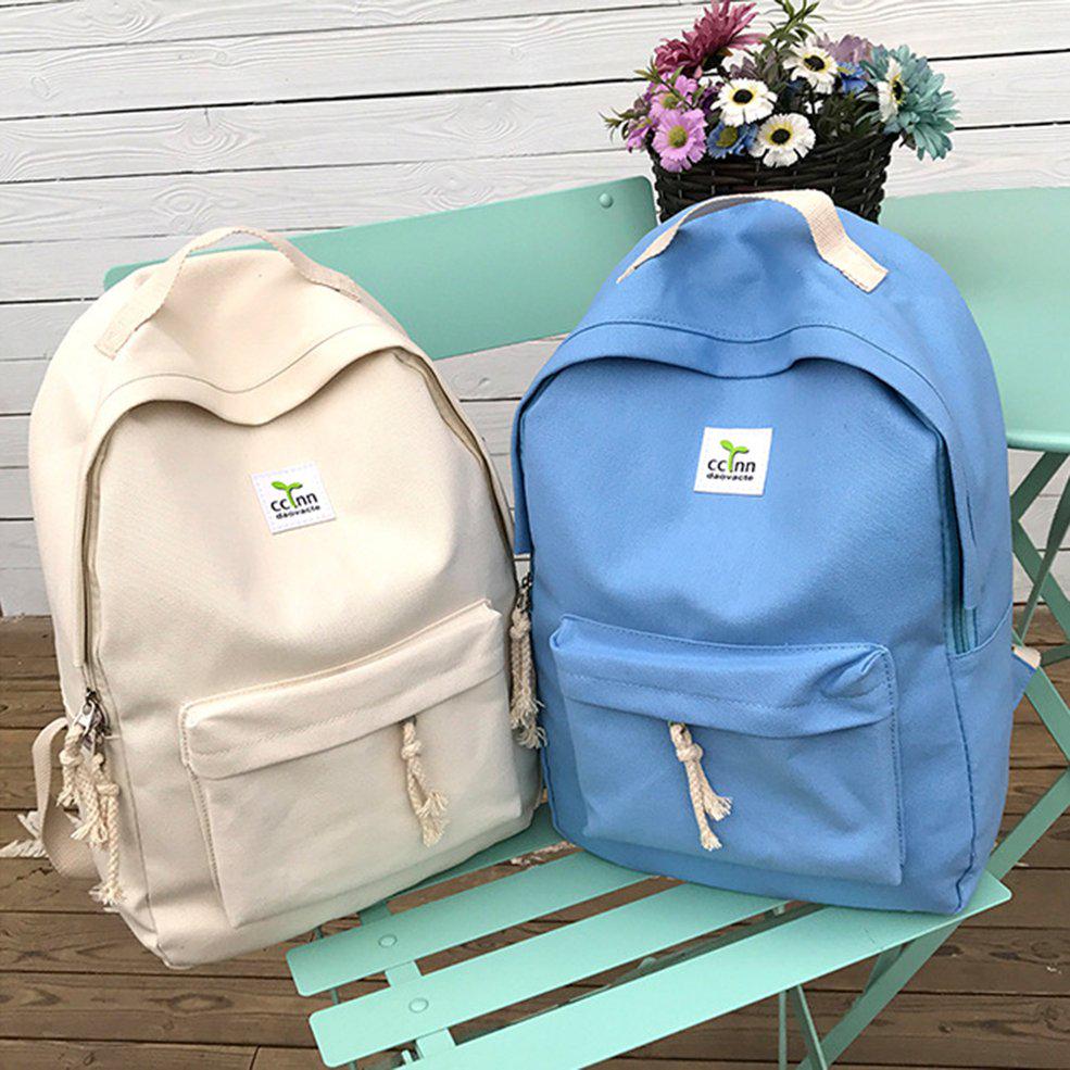 Canvas Backpack College Wind Women Canvas Backpack 2pcs/set Rucksack