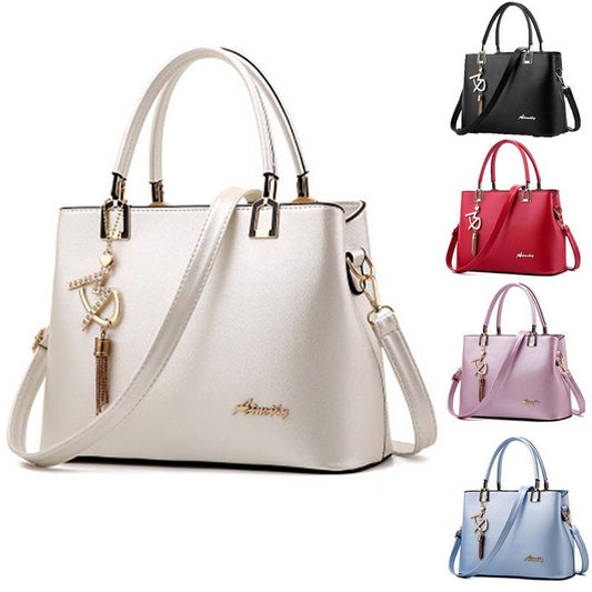 Women's Fashion High Capacity Multiple Compartments Hardware Pendant Shoulder Zipper Messenger Bags