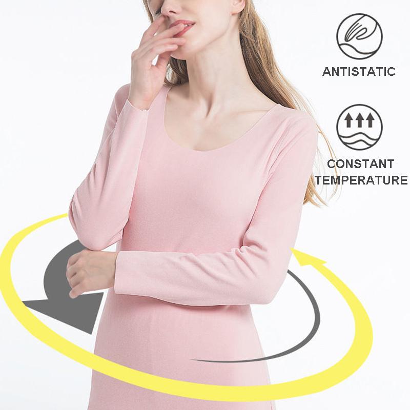 Heating Thermal Underwear Women's Suit Plus Velvet Thick Autumn Clothes Long Trousers Tight Round Neck Bottoming Shirt Thin Section