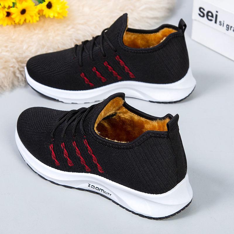 Cotton Shoes Ladies Winter Plus Velvet Warm Casual Sports Shoes Soft Bottom Non-slip All-match Middle-aged and Elderly Cotton Boots