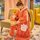 Large Size Thick Coral Fleece Warm and Skin-friendly Soft Pajamas for Women In Winter Long Cute Cartoon Can Be Worn Outside The Robe Can Be Washed