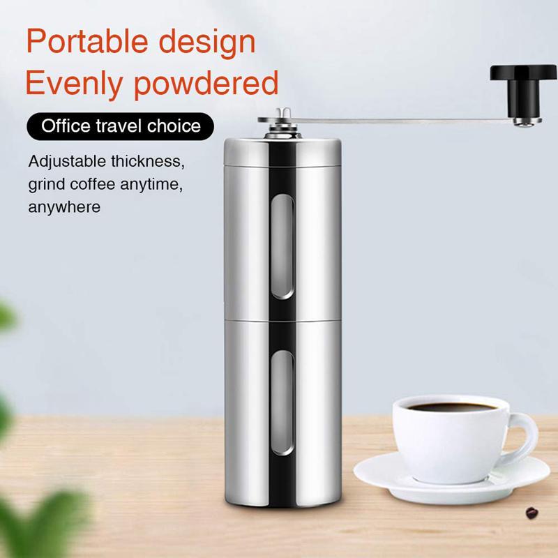 Manual Coffee Grinder with Adjustable Setting Conical Burr Mill & Brushed Stainless Steel - Burr Coffee Grinder for Aeropress