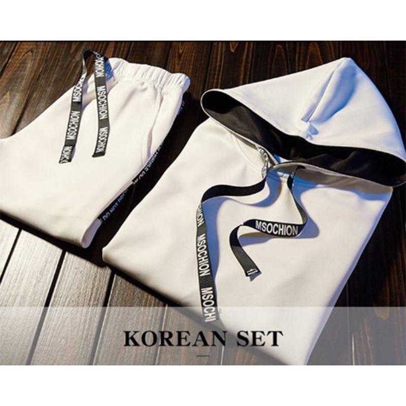 Spring and Autumn Pullover Fashion Sports Men's Suit Hooded Student Casual Slim Sportswear Trousers Suit