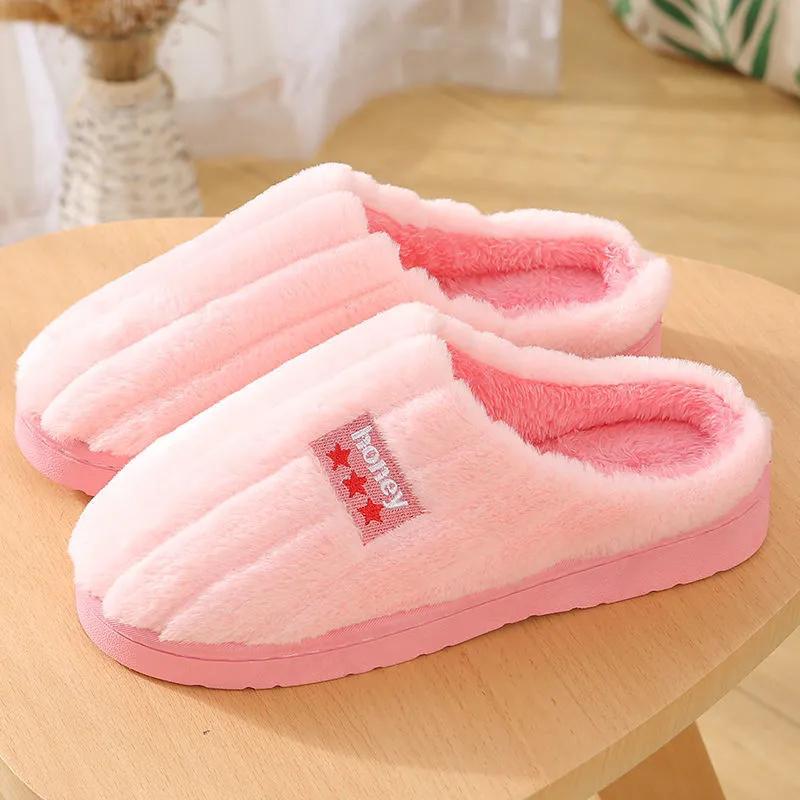 Winter Cotton Shoes Women Platform Slippers Plus Size Thick Warm Slides Mens Indoor Casual Non Slip Slipper