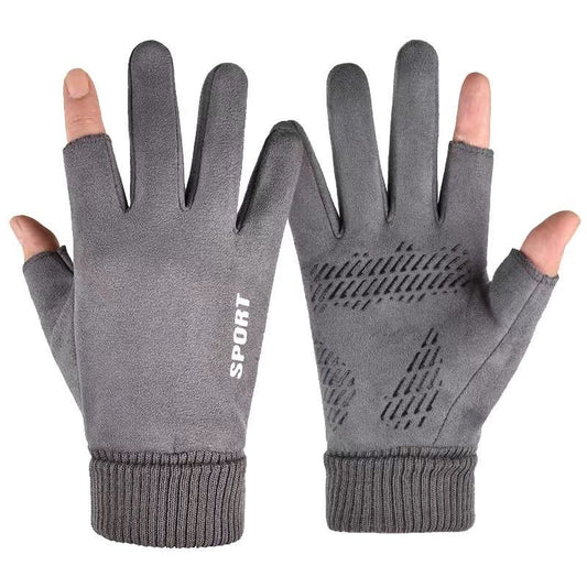 Half-finger Riding Leather Gloves Fingerless Men's Spring and Summer Sunscreen Fishing Leaky Fingers Half-fingerless Summer Women's Thin Section