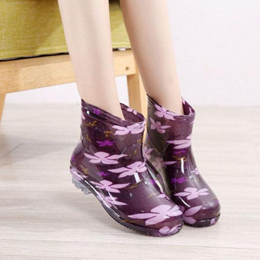 Women's Large Size Casual Rain Boots Female Waterproof Non Slip Versatile Low Heel Short Water Boots for All Seasons