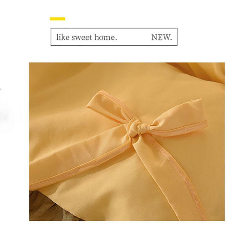 Korean Brushed Bed Skirt Bowknot Four-piece Princess Style Bed Cover Thick Non-slip Lace Bedding