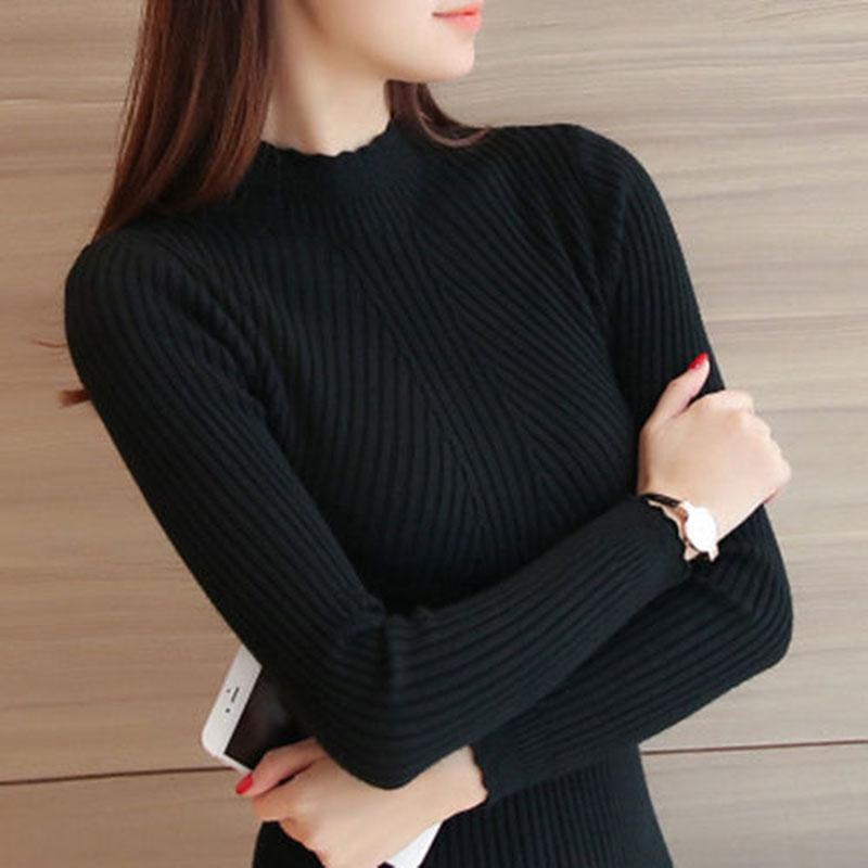 Plus Velvet Thick Sweater Autumn and Winter Sweater Female Long-sleeved Large Size Warm High Collar