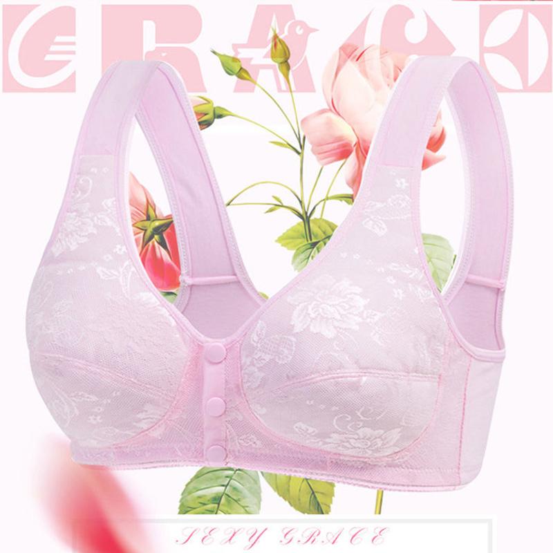 Middle-aged and Elderly Breast-receiving Adjustment Type No Steel Ring Large Size Front Buckle Underwear Thin Vest-style Female Mother's Bra