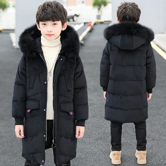 Children's Clothing Boys Cotton-padded Jacket 2021 Winter Gold Velvet Jacket Medium-length Cotton-padded Jacket for Boys and Boys