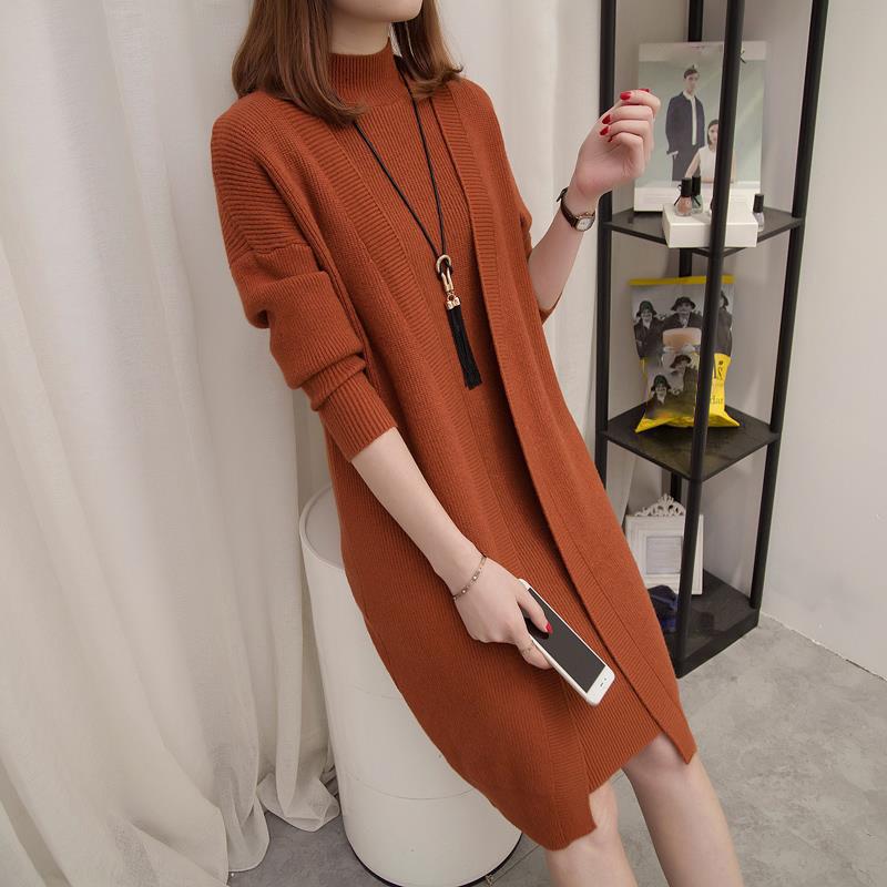 Autumn and Winter Fashion Casual Coat Loose Long-sleeved Sweater Mid-length Cardigan